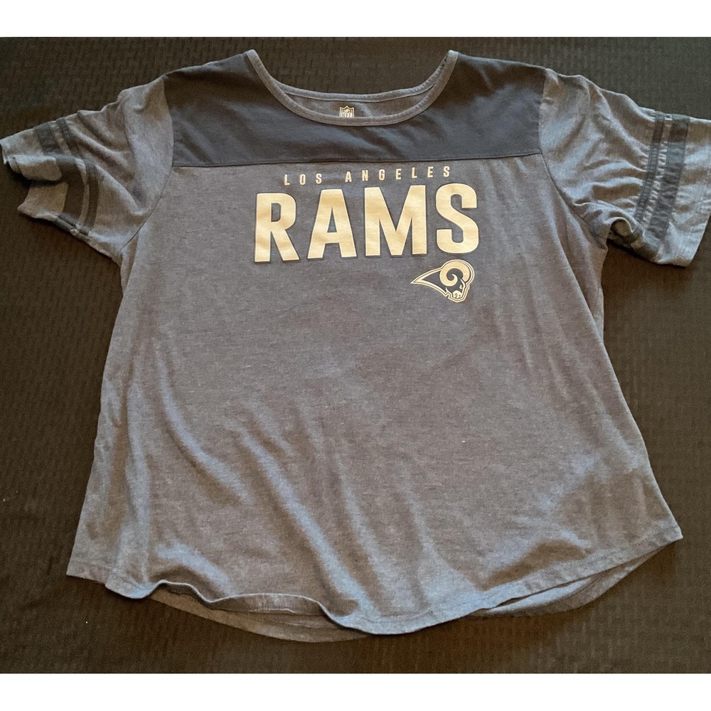 Los Angeles Rams Shirt Womens 2XL Blue Gray NFL Football Short Sleeve Scoop Neck